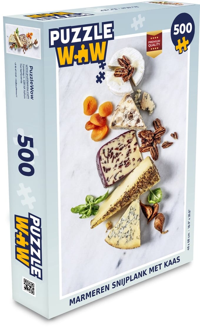 Puzzel Marmeren snijplank met kaas - Legpuzzel - Puzzel 500 stukjes