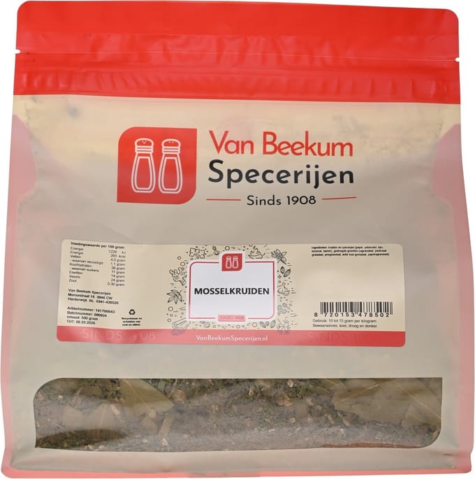 Van Beekum Specerijen - Mosselkruiden - 500 Gram (hersluitbare stazak)