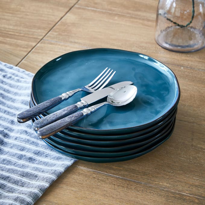 LOBERON Bord set van 6 Biarré blauw