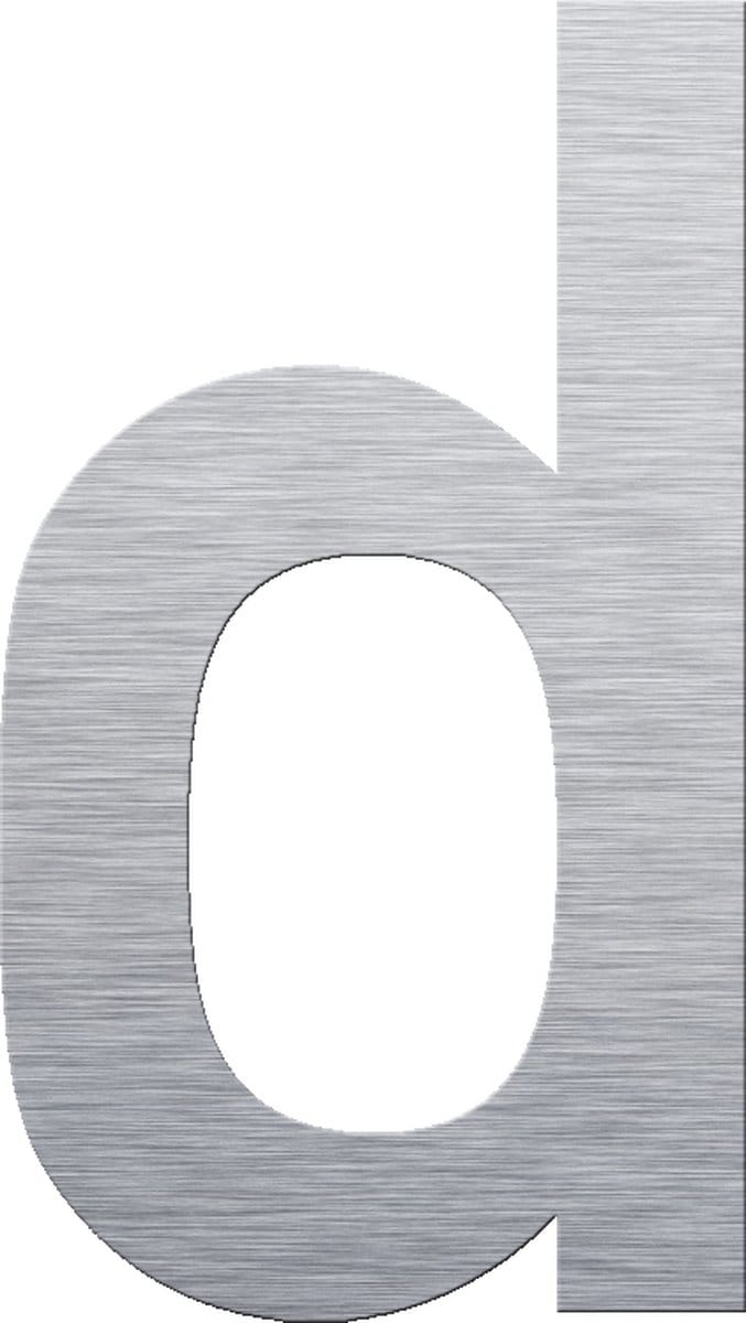 Huisnummer 15 cm - Letter d - RVS mat geborsteld