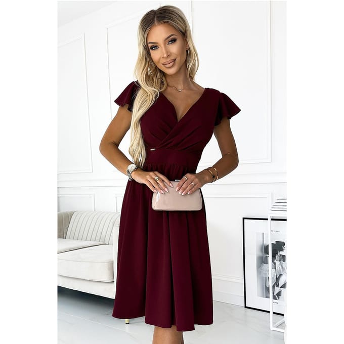 Elegant Grace Dress - Burgunderrot / M