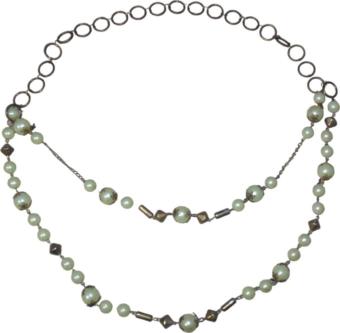 Ketting brons met parels dubbel