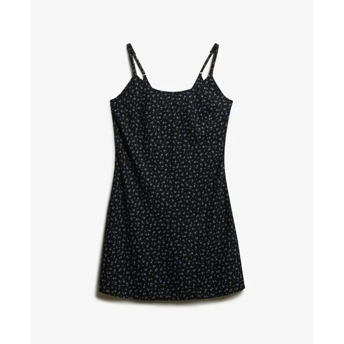 Superdry Printed Cami Mini Mouwloze Korte Jurk Zwart S Vrouw