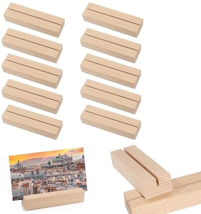Rechthoekige Houten Kaarthouder - 10 Stuks voor Bruiloft en Feesten