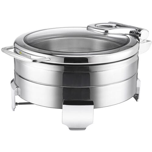 GGM Gastro Edelstahl Chafing Dish - Rund - mit Soft-Close-Glasdeckel Zilver