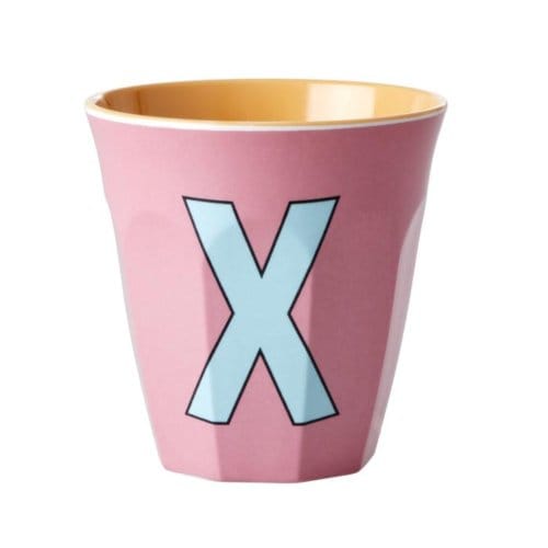 Rice melamine beker medium letter x dark powder