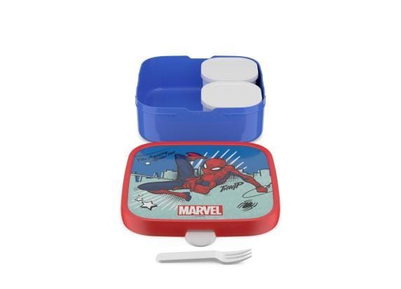 Mepal Bento lunchbox groot Campus - 1.25 l - Inclusief 2 uitneembare lekdichte bentobakjes & vorkje - Spiderman
