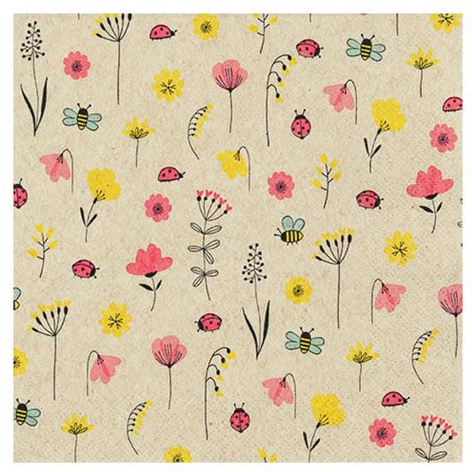 Home fashion servetten ladybugs and bees, formaat 33 x 33 cm