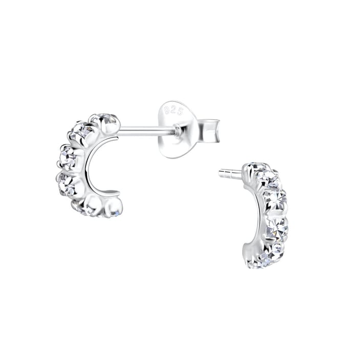 Joy|S - Zilveren petit oorringen stud - 8 mm - kristal - dikte: 2 mm