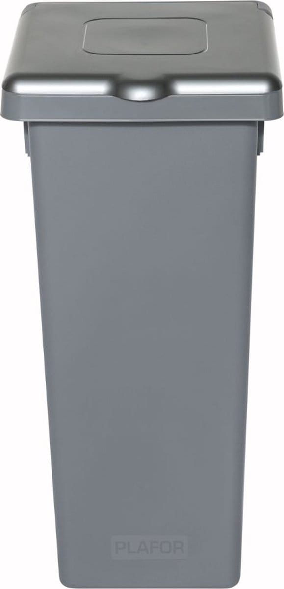 Plafor Fit Afvalemmer met Gesloten Deksel 20L – Recycling – Grijs/Grijs