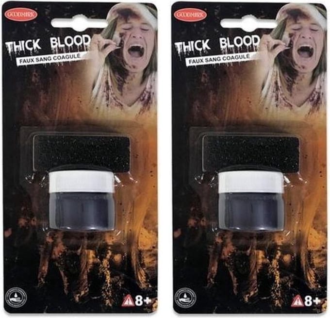 2x stuks potje gestold horror nepbloed schmink met sponsje 25 gram - Halloween verkleed accessoires/make-up