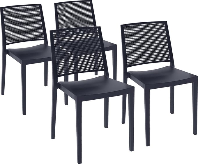 Terrasstoel Grid (set van 4) - antraciet - stapelbaar