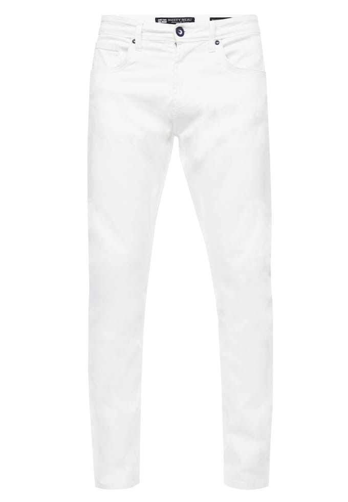 Witte denim jeansbroek "MELVIN" slim fit katoen-stretch