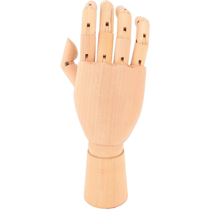 Houten Handmodel Flexibele Beweegbare Vingers Rechterhand Mannequin Figuur voor Display Tekenen Studie beige