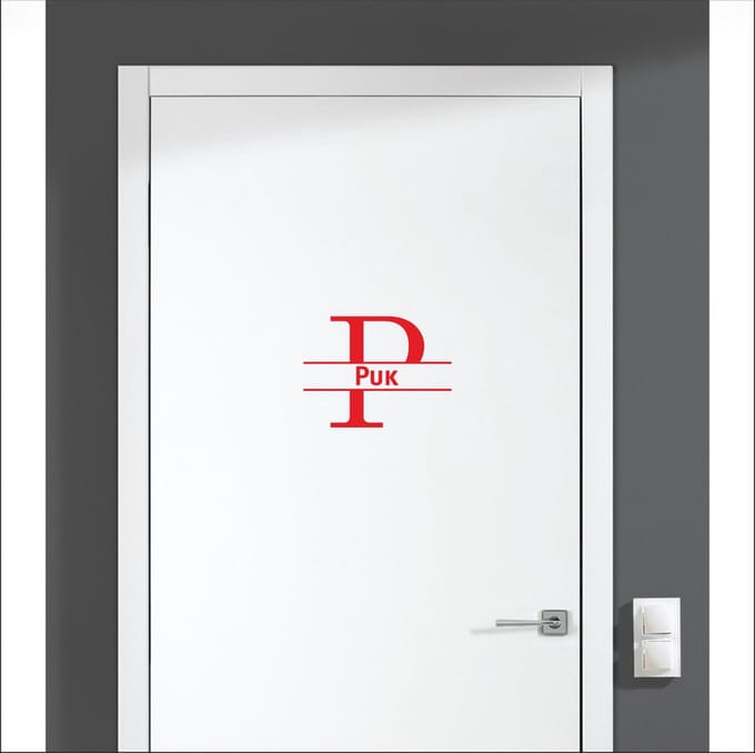Deursticker Met Naam -  Puk - Rood