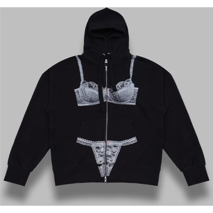 trompe l'oeil zip hoodie