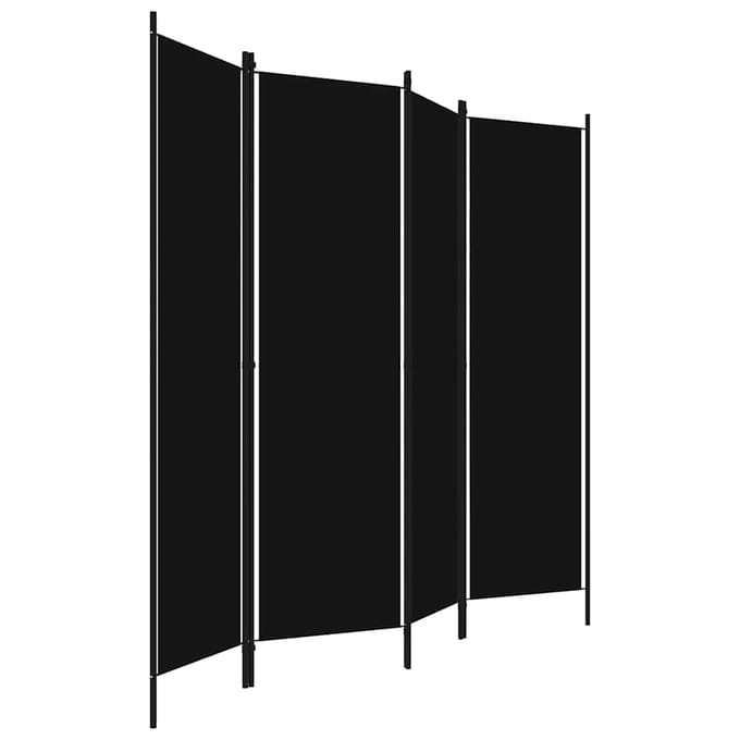 vidaXL - Kamerscherm - met - 4 - panelen - 200x180 - cm - zwart