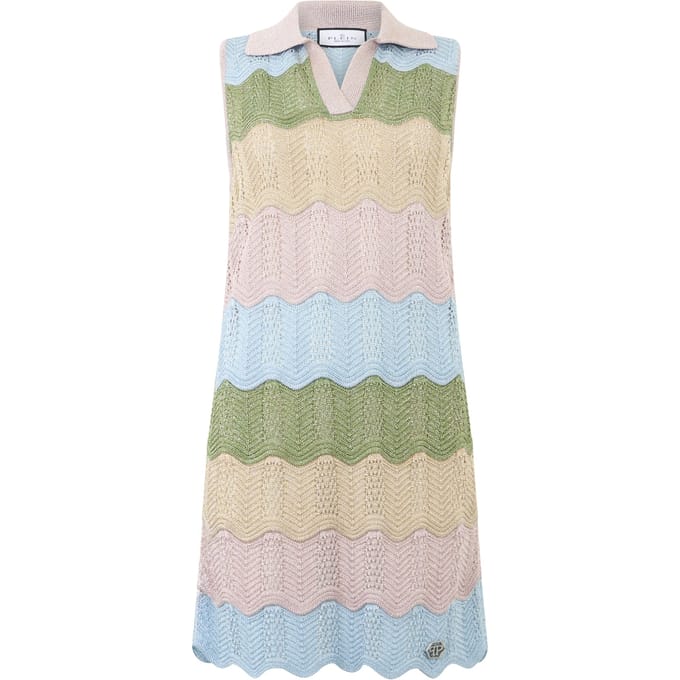 Polo Neck Mini Dress Color Wave