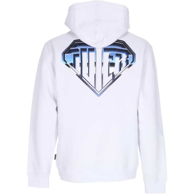 Herenhoodie met metalen logo, wit
