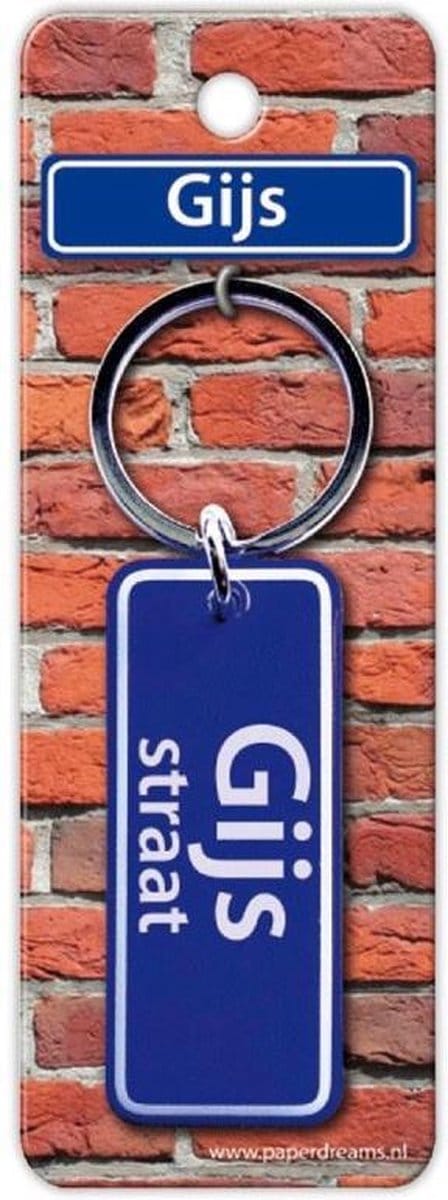 Paper Dreams Sleutelhanger Straatnaam Gijs 9 Cm Staal Blauw