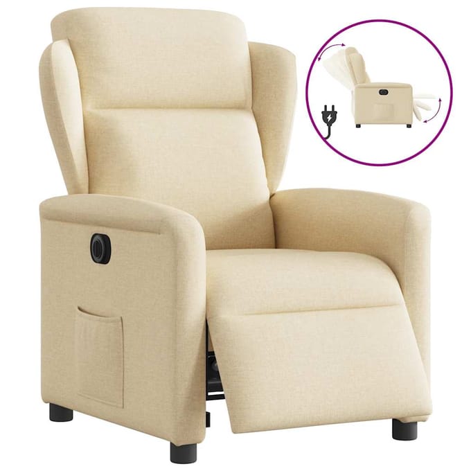 vidaXL - Fauteuil - verstelbaar - elektrisch - stof - crèmekleurig