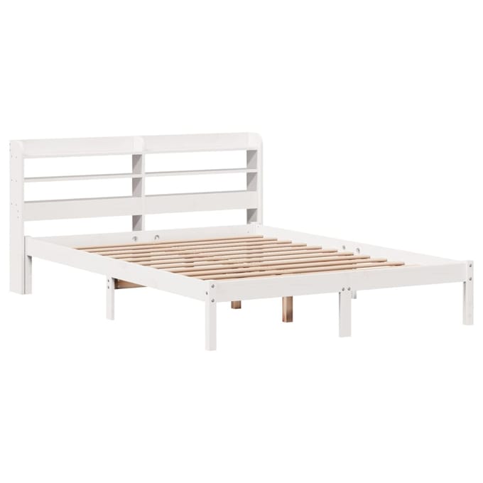 vidaXL - Bedframe - zonder - matras - massief - grenenhout - wit - 140x190 - cm