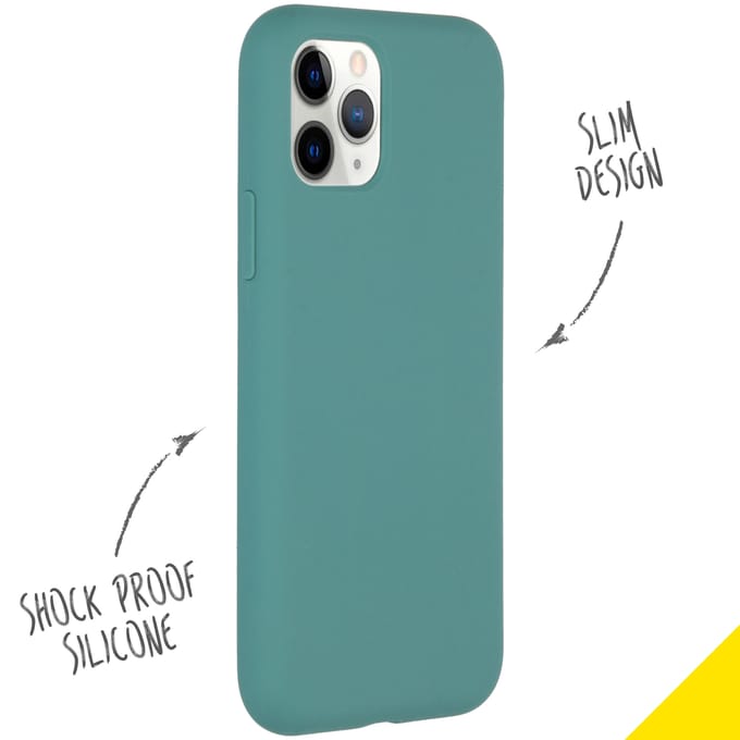 Accezz Hoesje - Geschikt voor Apple iPhone 11 Pro - Liquid Silicone Backcover - Donkergroen