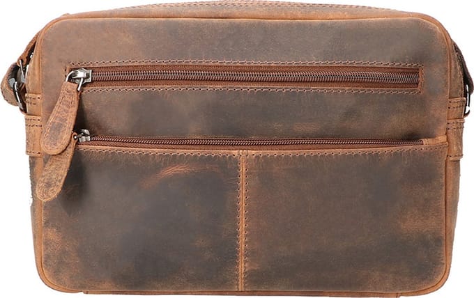 Leather Design Crossbody Schoudertas Hunter Bruin
