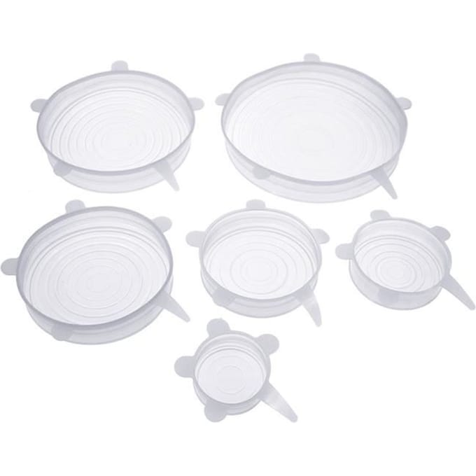 Couleur 6pcs blanc 6 couvercles alimentaires en Silicone universels, extensibles, pour micro-ondes, accessoir