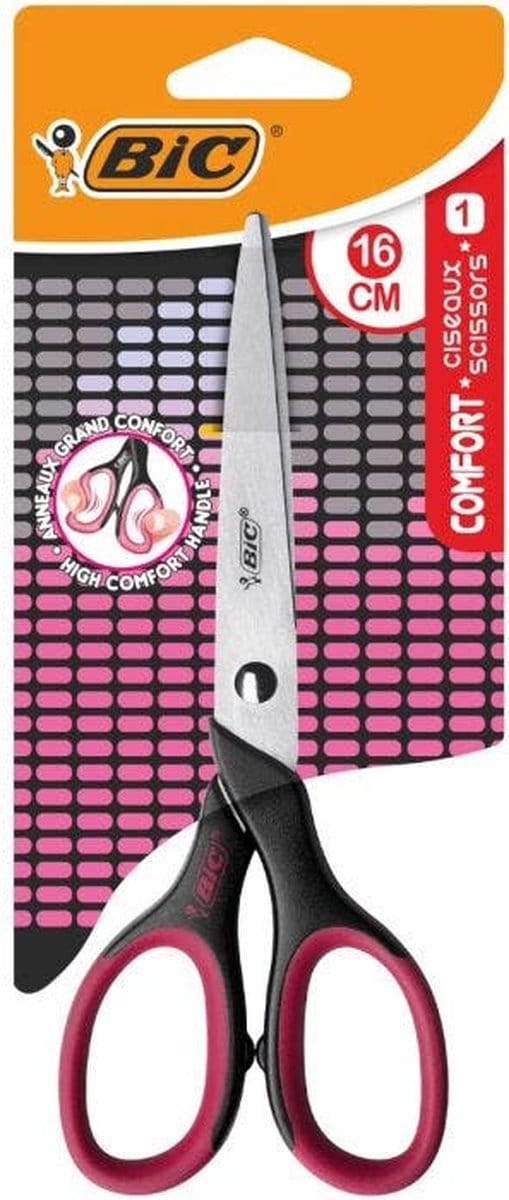 BIC 9262811, Kind, Rechte knip, Enkel, Zwart, Roze, Staal, 16 cm