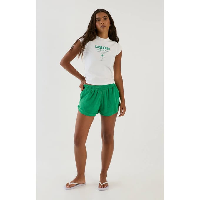 Dames Dsgn Studio Badstof Runner Short | Groente | Maat: Small