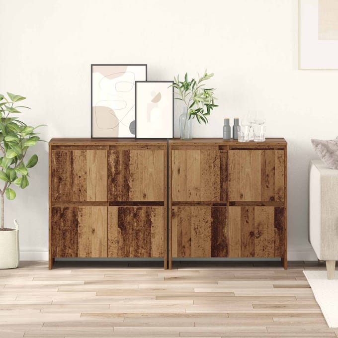 vidaXL - Dressoirs - 2 - st - Oud - hout - 70 - x - 41 - x - 75 - cm - Bewerkt - hout