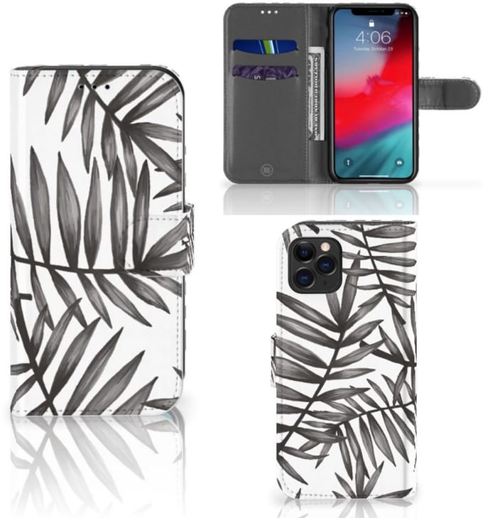 Apple iPhone 11 Pro Hoesje Leaves Grey