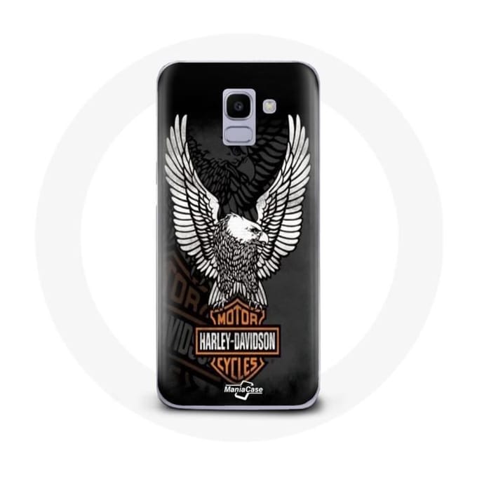 Coque - Harley Davidson - Galaxy A8 2018 - Noir - Aigle logo - Rigide