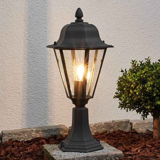 Lindby - Sokkellamp - 1licht - Aluminium, glas - H: 51.8 cm - E27 - antraciet, helder