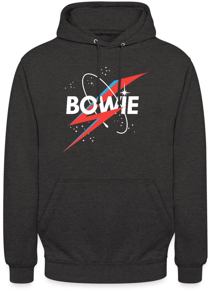 David Bowie Belettering Sterrenhemel Met Bliksem Hoodie Unisex