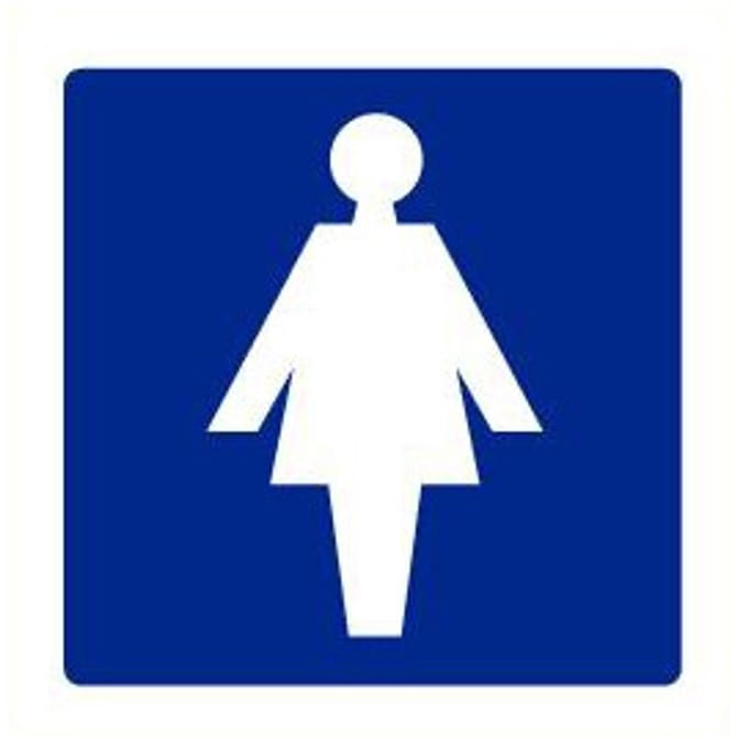 Dames toilet sticker, blauw 150 x 150 mm