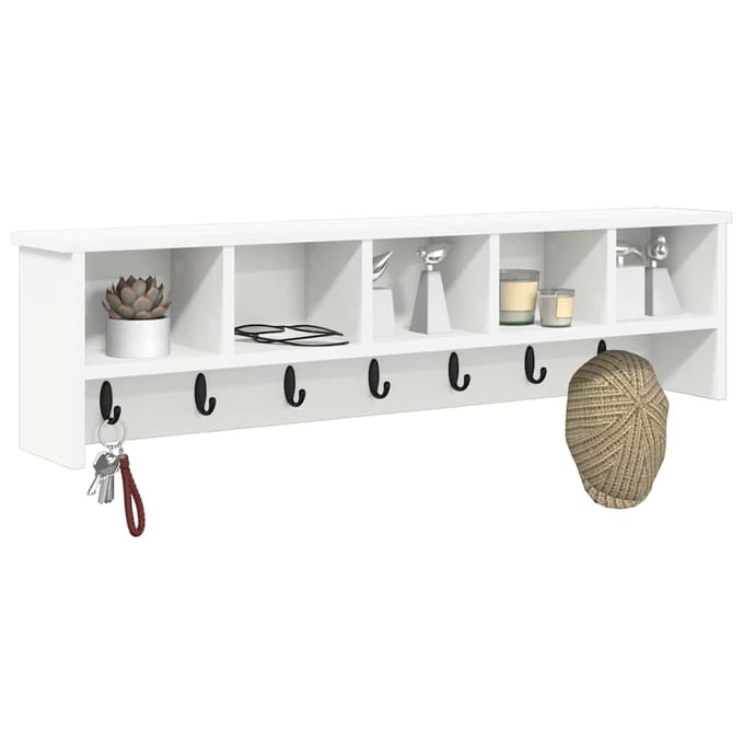 vidaXL - Wandgemonteerde - kapstok - Muurmontage - Wit - 100 - x - 16 - x - 26 - cm