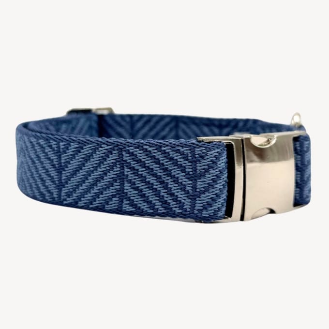 Denim - Blauw - Halsband Hond - S- 28 / 40 cm