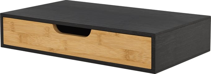 Wandplank met lade Bokn bamboe 40x24x8 cm zwart [en.casa]