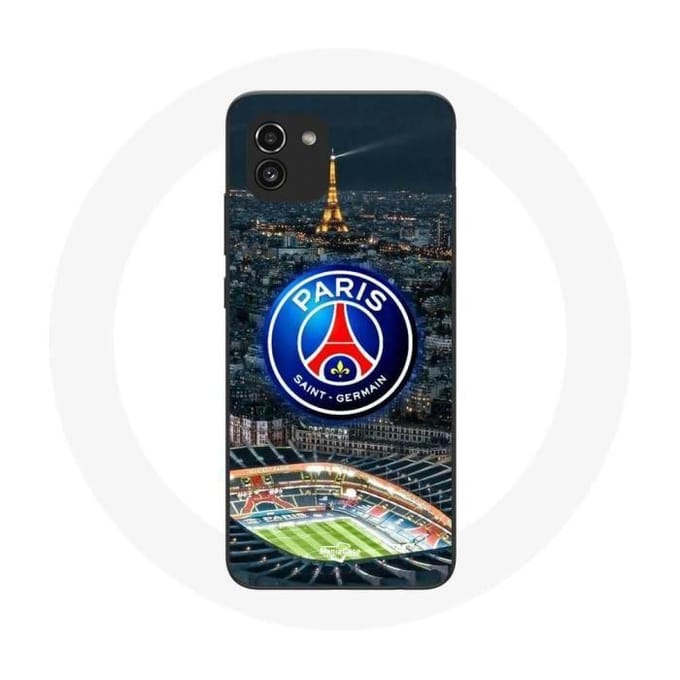 Hoesje - Maniacase - Samsung Galaxy A03 - Zwart - Flexibel - PSG Logo, Eiffeltoren