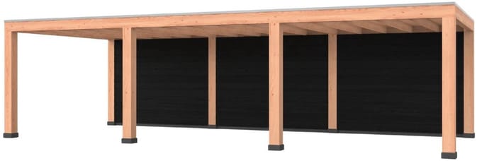 Douglas overkapping, 900 x 400, met zwarte achterwand, Westwood Modern Plus