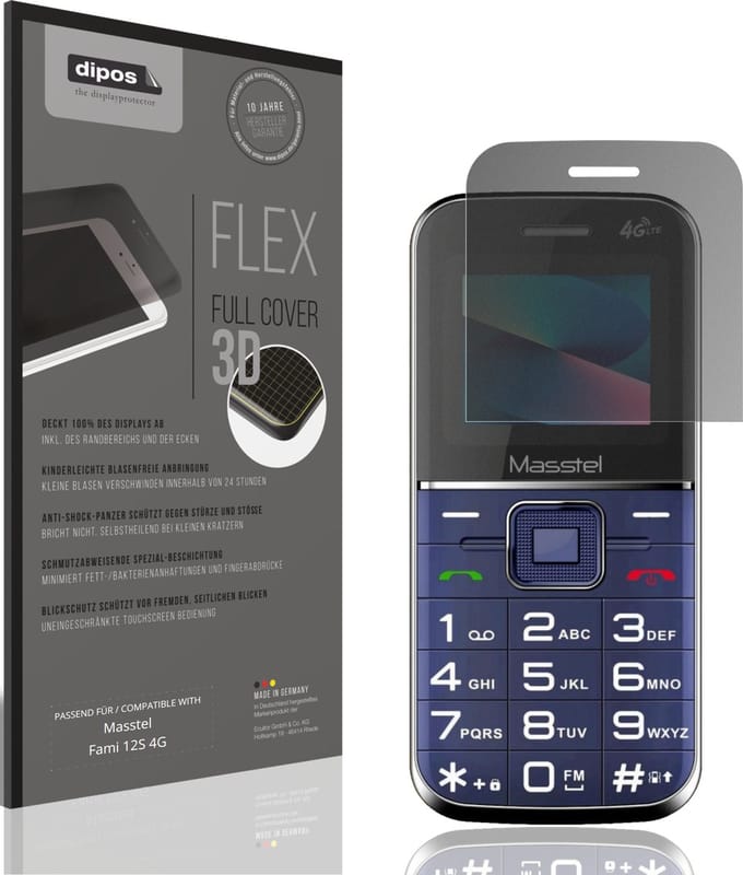 dipos FLEX – Matte Privacy Screenprotector geschikt voor Masstel Fami 12S 4G | Volledige Schermbescherming | Case-Friendly
