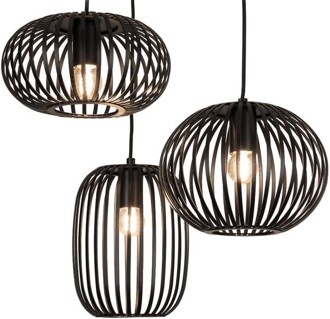 Lumidora Hanglamp 75133 - JUTTA - 3 Lichts - E27 - Zwart - Metaal - ⌀ 45 cm