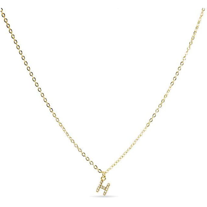 Collier Luxenter avec Zirconia brillant finition or 18k - Alphabet H beige