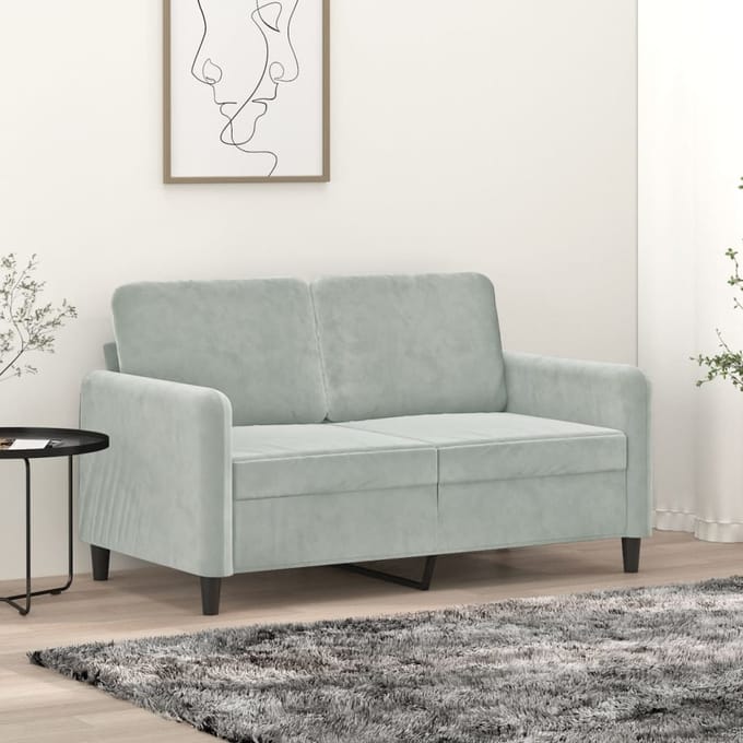 Vidaxl Bank 2-Persoons, Lichtgrijs, 120 Cm, Bekleed met Fluweel