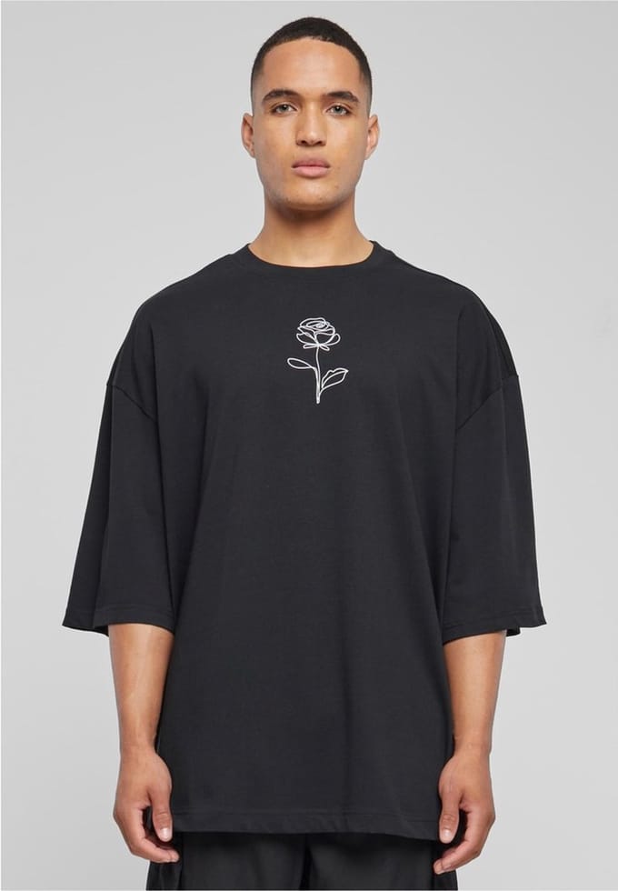 Merchcode - Spring - Rose Huge Heren T-shirt - S - Zwart