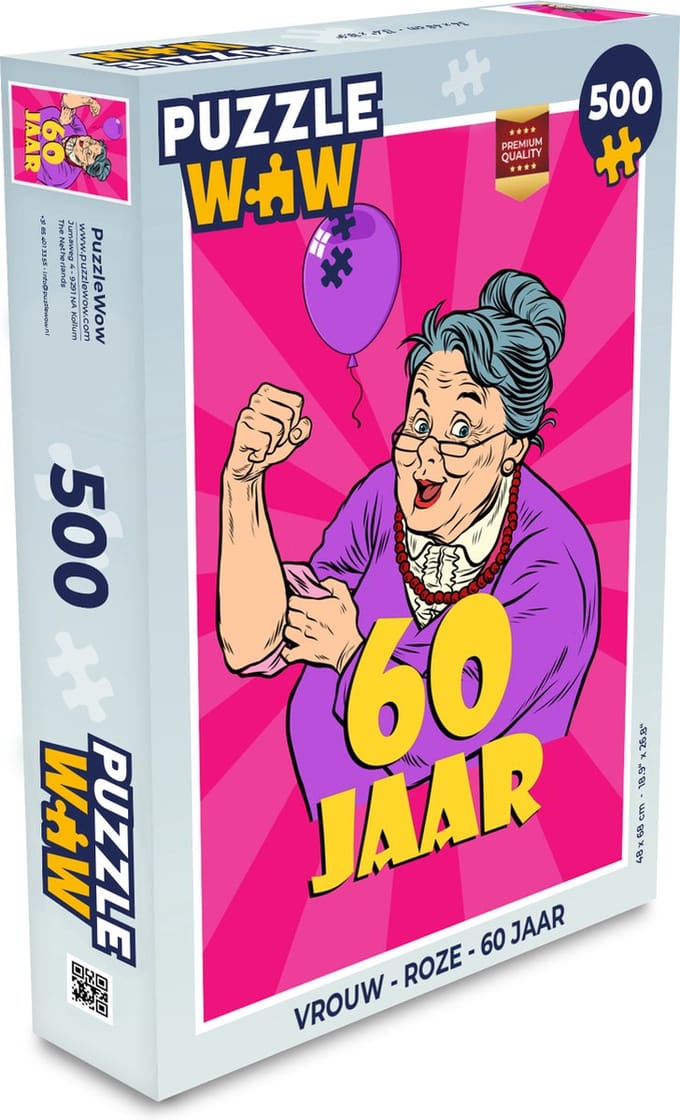 Puzzel Vrouw - Roze - 60 jaar - Legpuzzel - Puzzel 500 stukjes