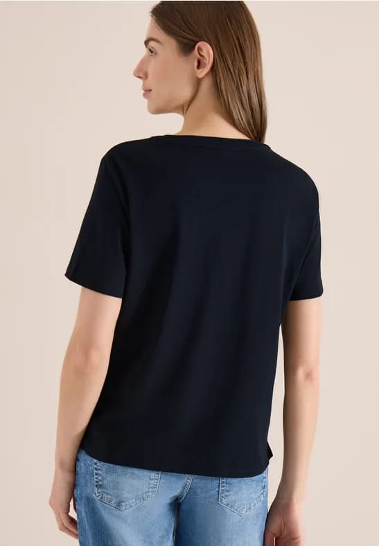 Shirt met korte mouwen en gespleten hals