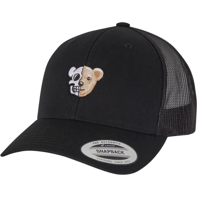 Mister Tee - Skull Bear Retro Trucker Snapback Pet - Zwart